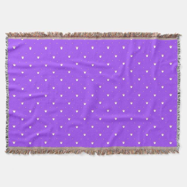 Crowns on a Purple Background Throw Blanket (Front)