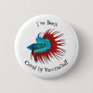 Crowntail betta fish cartoon illustration 6 cm round badge