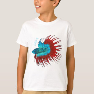 Crowntail betta fish cartoon illustration  T-Shirt
