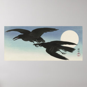 Crows at full moon by Ohara Koson Poster