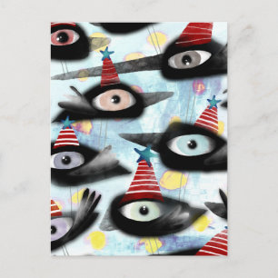 Crows beautiful winter party postcard