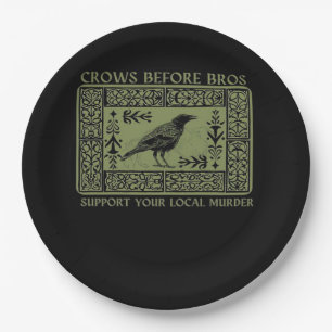 Crows Before Bros - Whimsigoth Fantasy Illustratio Paper Plate
