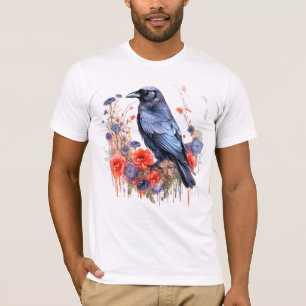 Crows Bird Crow Lover Flower  T-Shirt