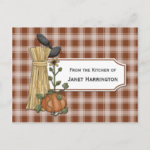 Crows Cornstalks Pumpkin Autumn Recipe Cards