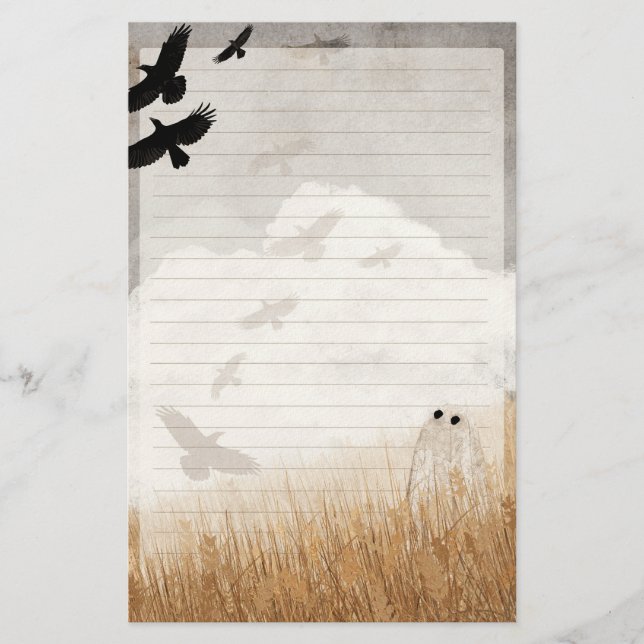 Crows - Ghost Lined Letter Page Stationery (Front)