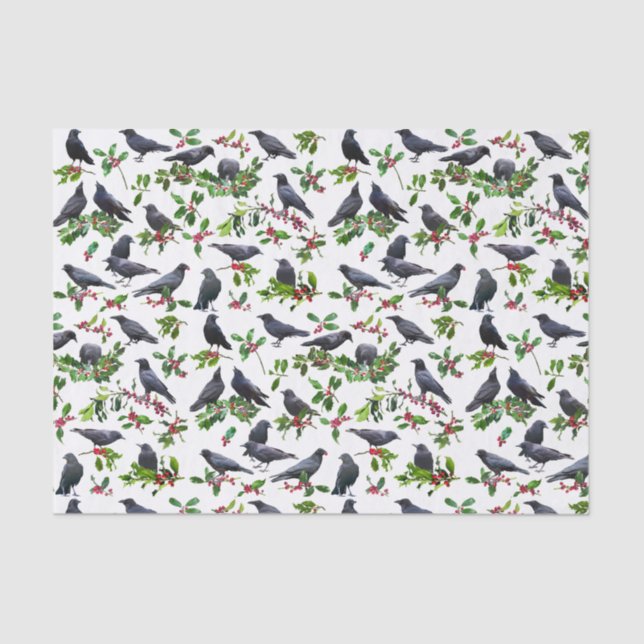 Crows Holly Tissue Paper (Front)