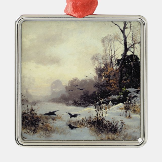 Crows in a Winter Landscape, 1907 Metal Tree Decoration (Front)