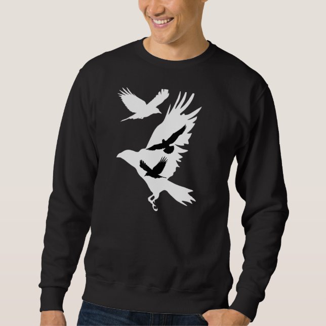 Crows In Flight Crow Raven Blackbird Bird Ornithol Sweatshirt (Front)
