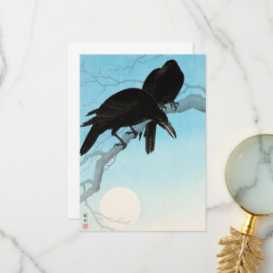Crows in Moonlight by Ohara Koson Thank You Card