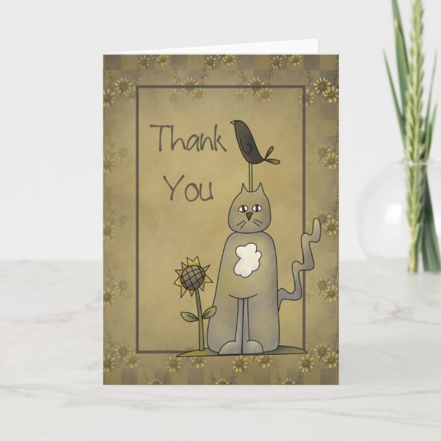Crows Knows · Crow & Cat Thank You Card (Front)