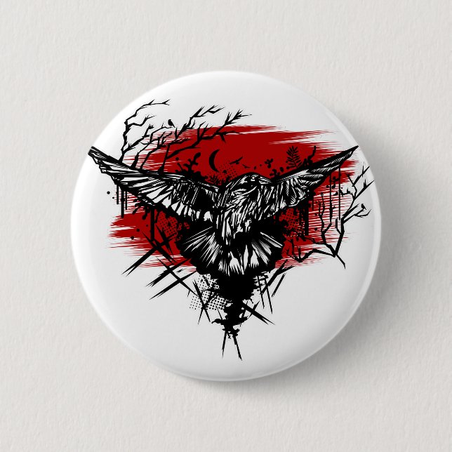 Crows Night 6 Cm Round Badge (Front)