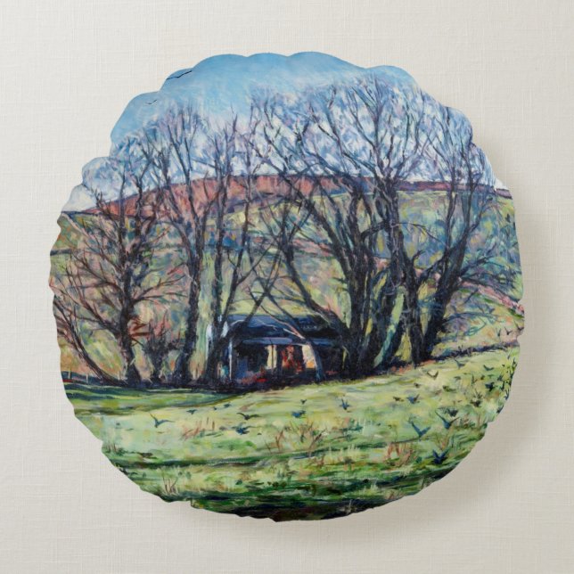 Crows Rising 2009 Round Cushion (Front)