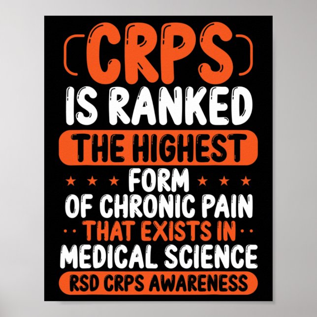 Crps Awareness Chronic Pain Orange Ribbon Rsd Crps Poster (Front)
