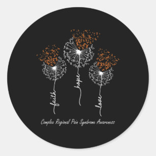 CRPS Awareness Faith Hope Love Dandelion Classic Round Sticker