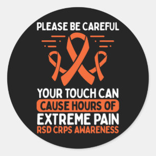 Crps Awareness Fighter Disease Rsd Warrior Orange Classic Round Sticker