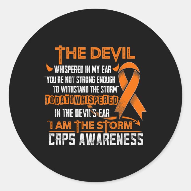 Crps Awareness I Am The Storm Devil  Classic Round Sticker (Front)