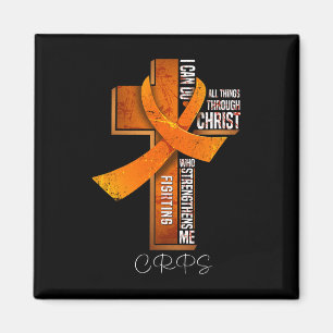 Crps Awareness Orange Ribbon Christian Cross Magnet