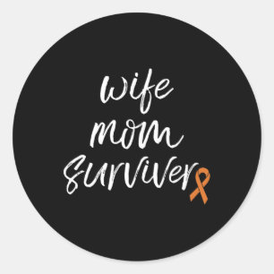 Crps Awareness Orange Ribbon Wife Mum Survivor  Classic Round Sticker