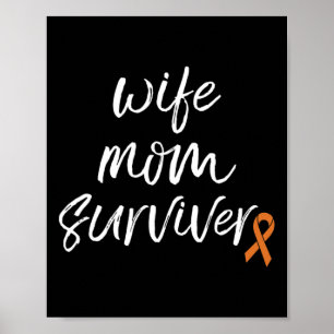 Crps Awareness Orange Ribbon Wife Mum Survivor Poster