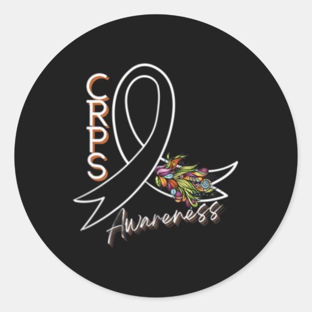 Crps Awareness Ribbon - Front And Back Design  Classic Round Sticker (Front)