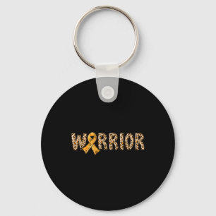 Crps Awareness Warrior Orange Ribbon Leopard Print Key Ring