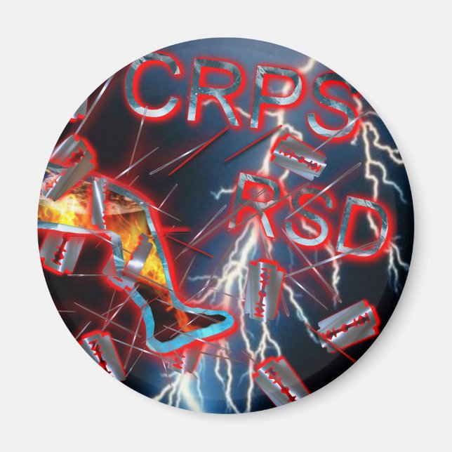 CRPS Blue Lightning Razor Blades & Needles Magnet (Front)