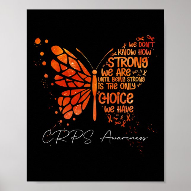 Crps Butterfly Orange Ribbon Crps Awareness  Poster (Front)