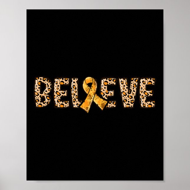 Crps Leopard Print Orange Ribbon Support Believe  (Front)