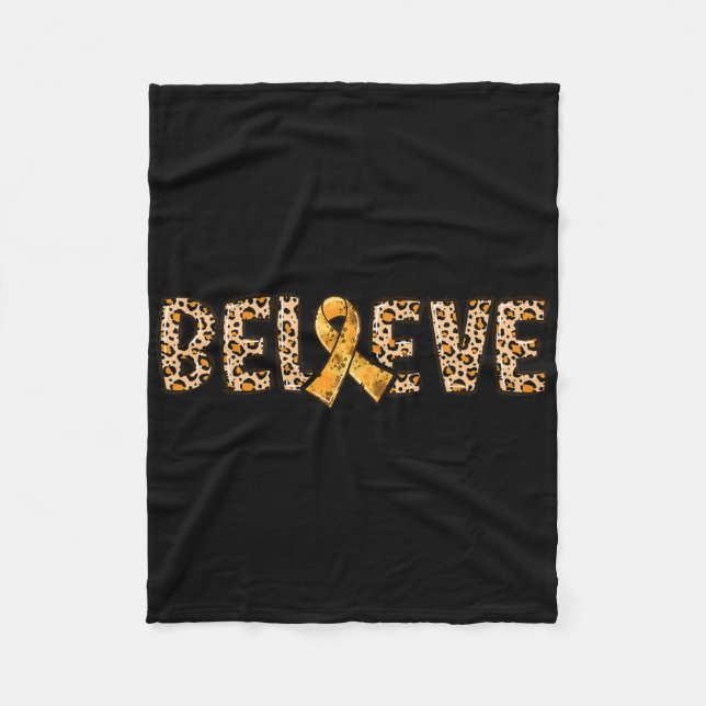 Crps Leopard Print Orange Ribbon Support Believe  Fleece Blanket (Front)