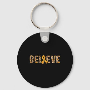 Crps Leopard Print Orange Ribbon Support Believe  Key Ring