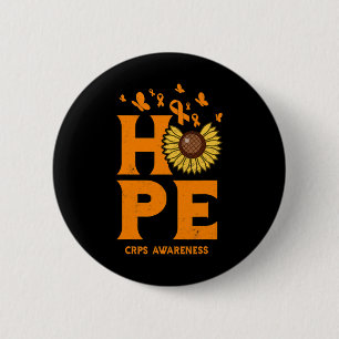 Crps Orange Hope Vintage Sunflower Awareness 6 Cm Round Badge