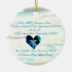 CRPS / RSD Blue Heart of Flame Hope Courage Star O Ceramic Tree Decoration