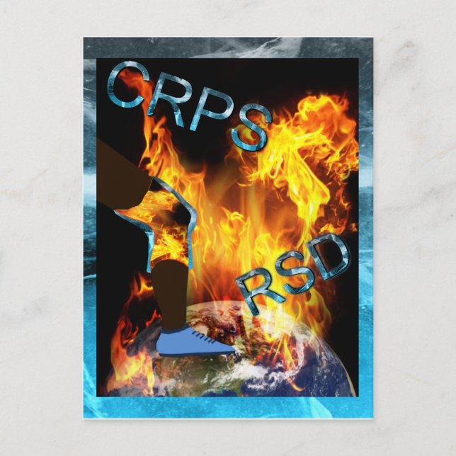 CRPS/RSD World 'a Fire  AM  Blazing Knee Postcard (Front)