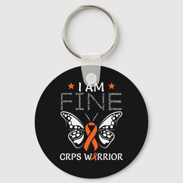 Crps Warrior I Am Fine Orange Ribbon Butterfly Rsd Key Ring (Front)