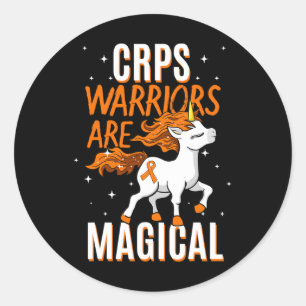 CRPS Warrior Magical Unicorn Orange Ribbon Causalg Classic Round Sticker