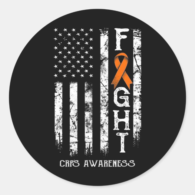 Crps Warrior Us Flag Rsd Crps Awareness  Classic Round Sticker (Front)