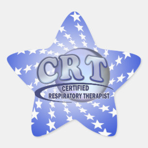 CRT CERTIFIED RESPIRATORY THERAPIST BLUE LOGO STAR STICKER