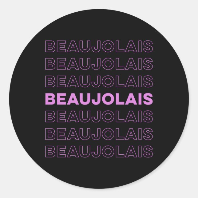 Cru Beaujolais Gamay Noir Natural Wine Classic Round Sticker (Front)