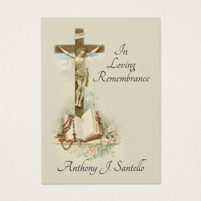 Crucified Jesus Catholic Funeral  Holy Card - (Front)