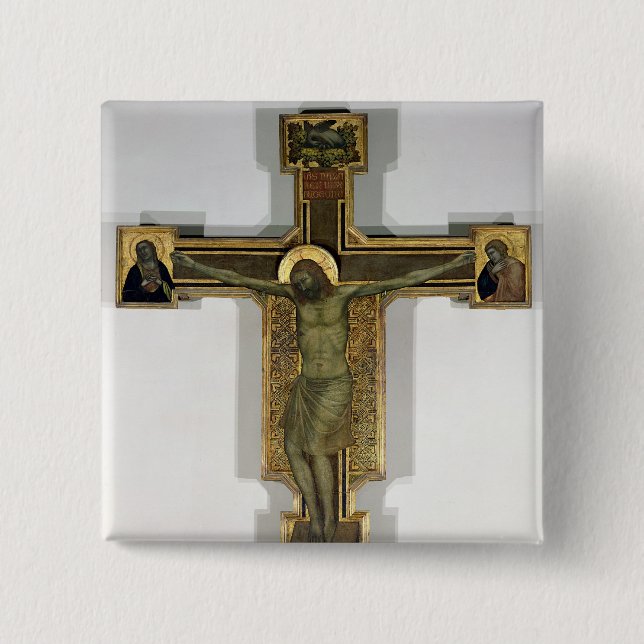Crucifix 2 15 cm square badge (Front)