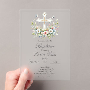 Crucifix  baptismInvitation Acrylic Invitations