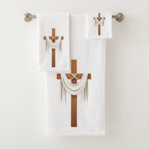 Crucifix bath towel set