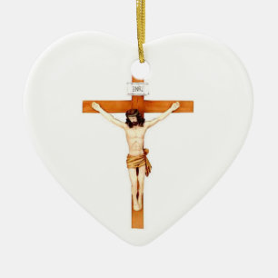 CRUCIFIX, CERAMIC TREE DECORATION