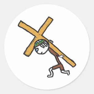 Crucifix Classic Round Sticker