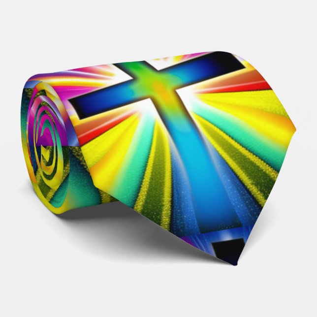  Crucifix Cross Jesus  Tie (Rolled)