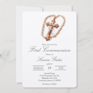Crucifix first communion Invitation