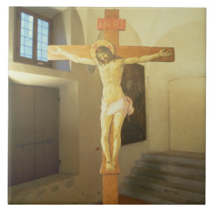 Crucifix (tempera on wood) tile
