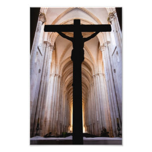 Crucifix with Jesus Christ. Gothic Alcobaca Abbey Photo Print