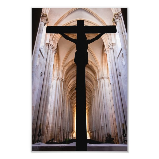 Crucifix with Jesus Christ. Gothic Alcobaca Abbey Photo Print