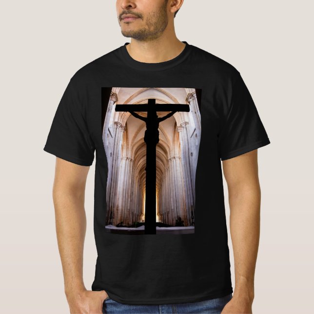 Crucifix with Jesus Christ. Gothic Alcobaca Abbey T-Shirt (Front)